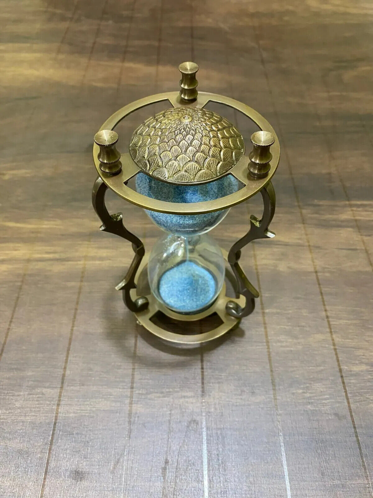 Brass Engraved Hourglass, Classic Nautical Sand Timer, Table Top Décor