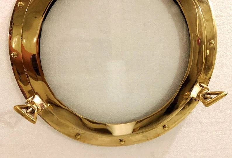 Maritime Brass Porthole: Nautical Ship Boat Home Decor Glass Frame Window