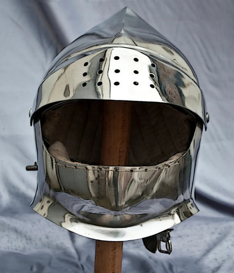 Armor closed helmet, SCA LARP fantasy helmet, medieval helmet, LARP helm, sca helm, sca armor, medieval armor, fantasy armor sca helmet