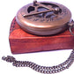 Brass Sundial Compass with Leather Case and Chain