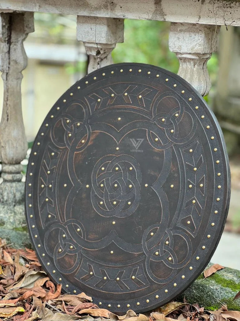 Medieval LARP Warrior Wood & Steel Viking Round Shield | Templar Armor