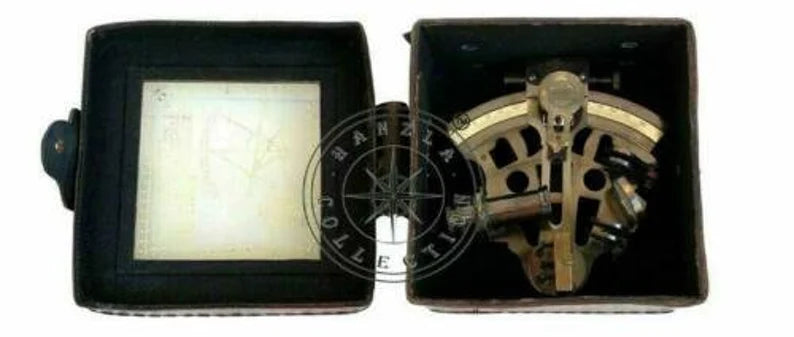 Brass Sextant Nautical Brass Sextant Working Marine with Leather Box.