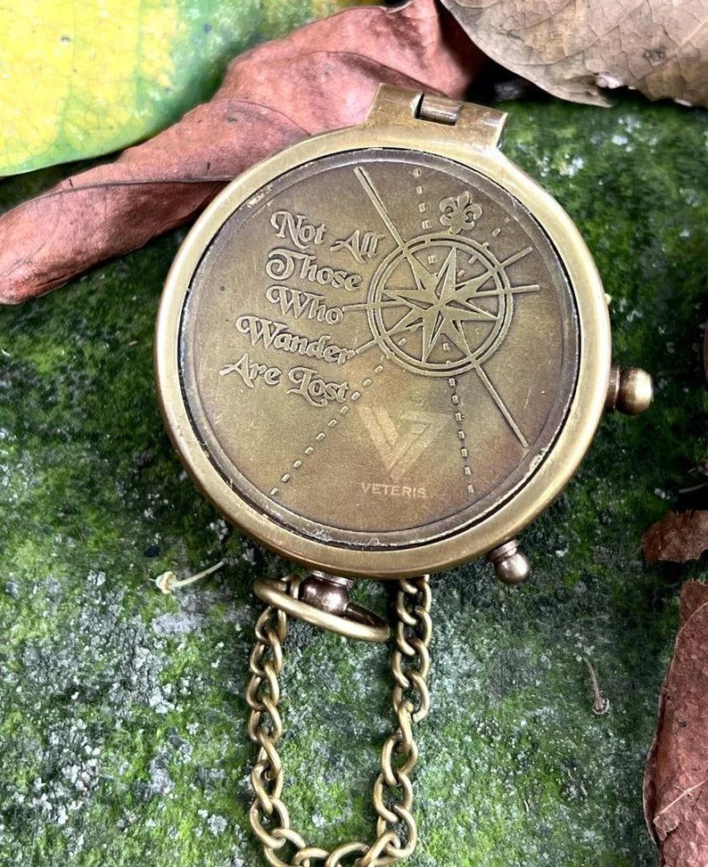 Not All Those Who Wander are Lost Magnetic Compass Graduation Gift Compass Antique Replica Vintage Magnetic Direction Antique Compass