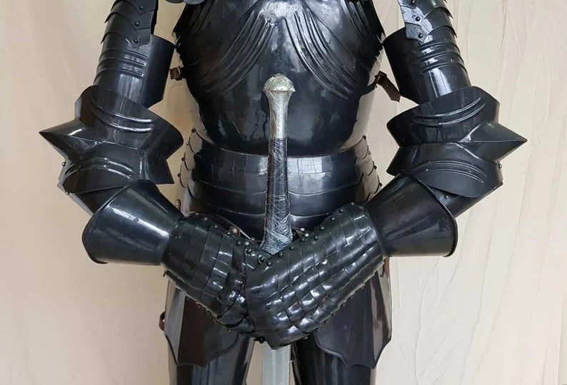 Medieval Knight Armour Suit ~ Black Combat Full Body