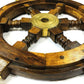 Vintage Nautical Ship Wheel: 24-Inch Wood Steering Wheel with Brass Handle - Maritime Décor & Art Piece