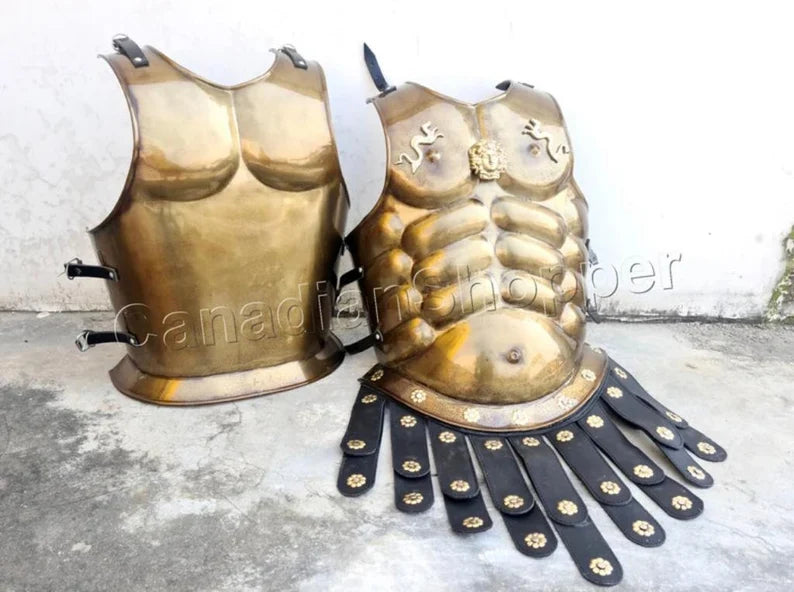 Medieval Warrior Spartan Muscle Armor Brass Antique Cuirass Halloween  Costume