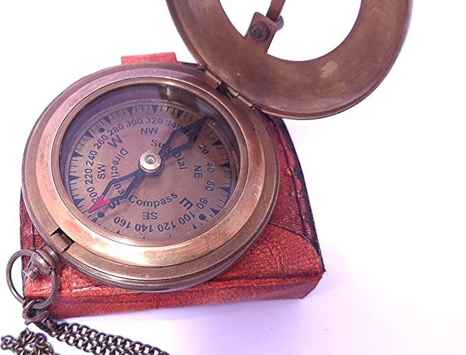 Sundial Compass in Gift Box Antique Replica Watch Navigation  12 Canal  Boat Porthole Window Antique Brown Door Window Ship Porthole12 Canal Boat  Porthole Window Antique Brown Door Window Ship Porthole12 Canal