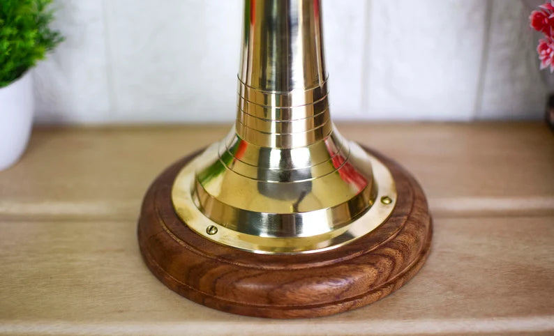 Big Telegraph Handcrafted, Brass Engine Room Order Telegraph, Bell Sound Lever Movement Wooden