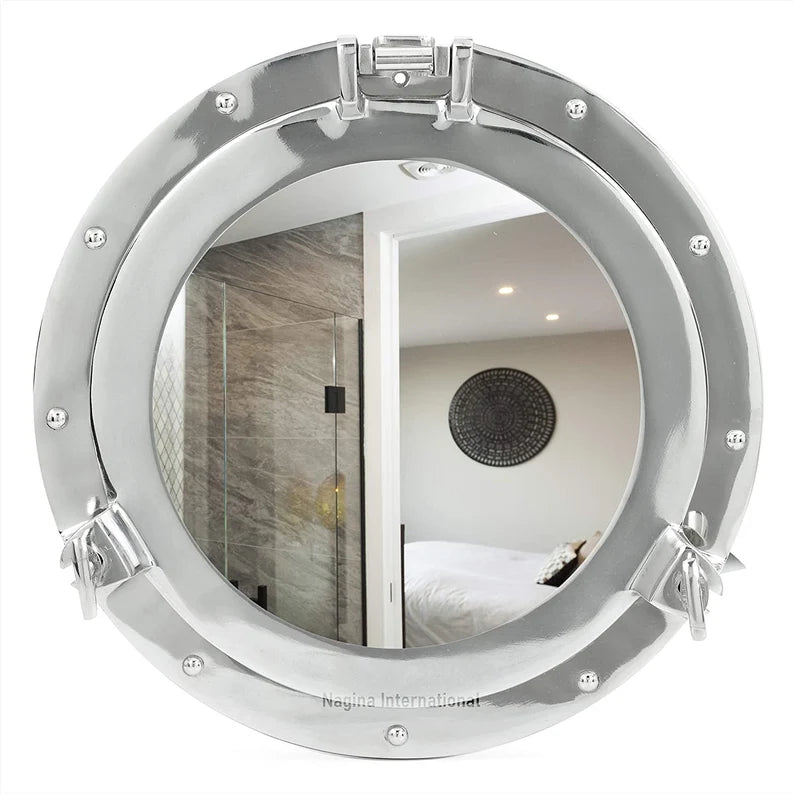 Maritime Nautical Round Ship Porthole Mirror - Coastal Wall Decor