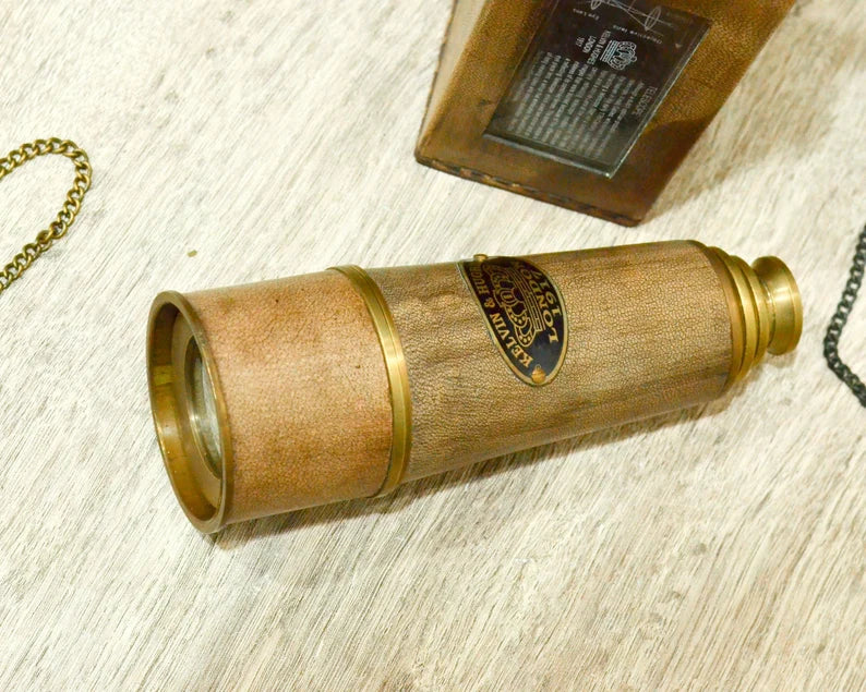 Personalized Antique Telescope with Leather Case, Groomsmen Gift, Wedding Gift, Gift for Him