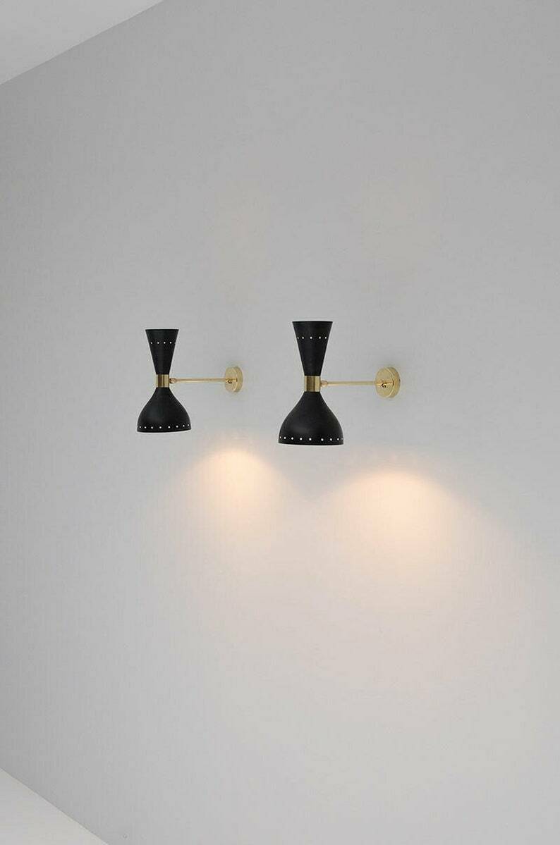 Wall Sconce Diabolo Pair of Modern Italian Wall Lights B&W Wall Fixture Lamps