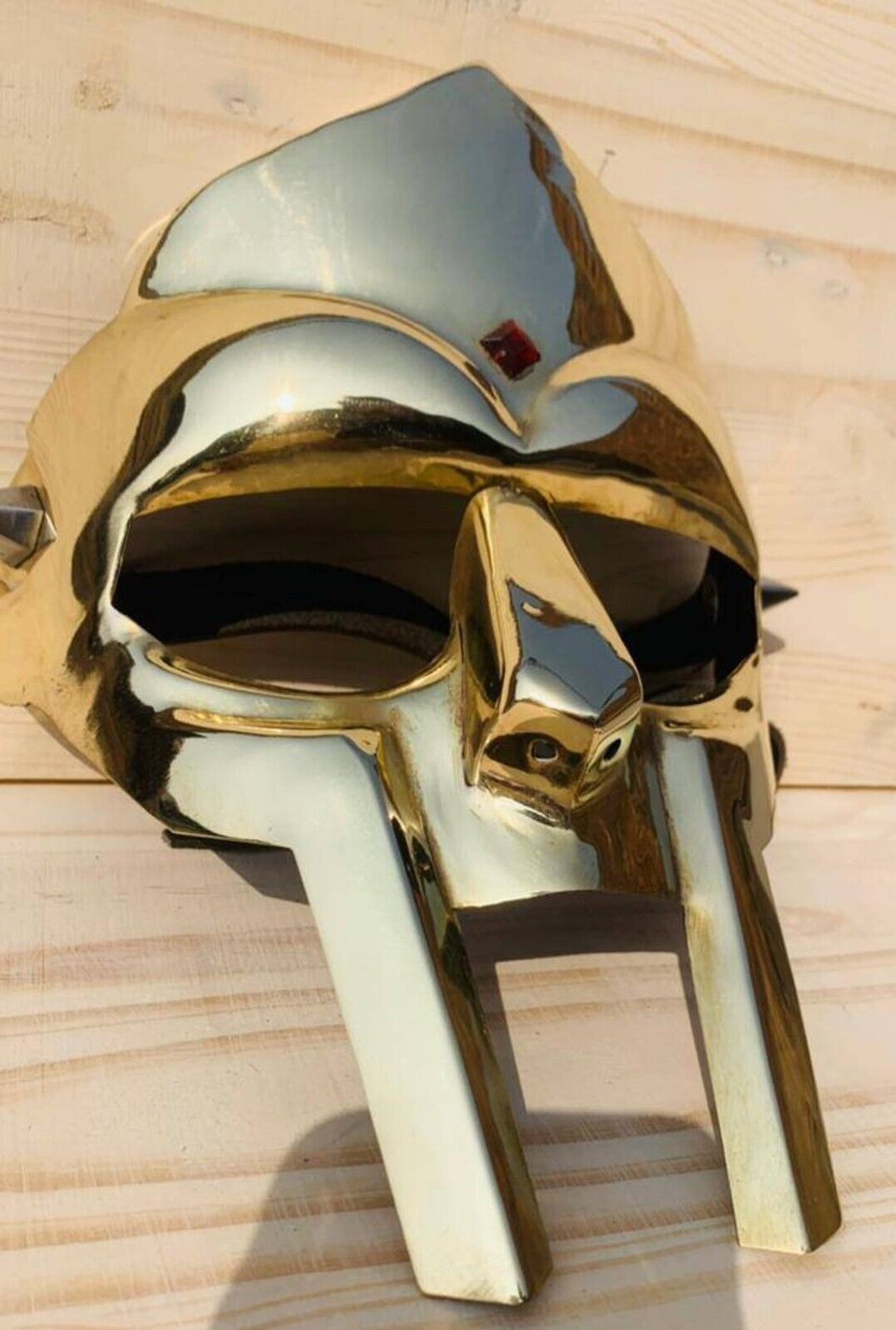 Medieval MF DOOM Mask Mad-villain Mild Halloween Steel brass Shine Armor Mask