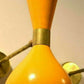 1950's Mid Century Brass Italian Diabolo Wall Sconce Light Fixture 2 Bulb Pair