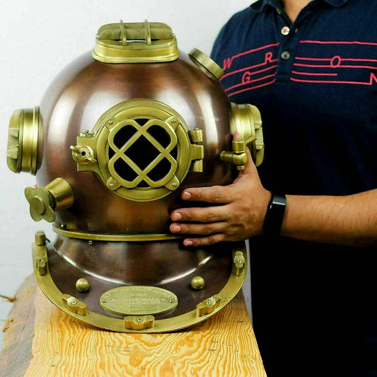 Antique Scuba Divers Diving Helmet U.S Navy Mark V Boston Full Size Vintage Gift