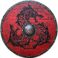 Medieval Vikings Era Adult Size 24" Shield Handmade Natural Wood & Iron Battle Play Warrior Cosplay Dark Red