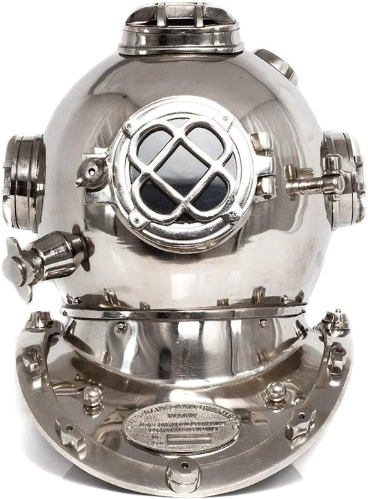 Silver Antique Vintage Diving Helmet Heavy Metal Divers Helmet Antique Scuba Sea Replica Us Navy Mark V