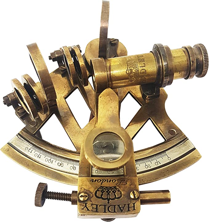 Nautical - Sextant Brass Navigation Instrument (4 inches, Antique Patina)