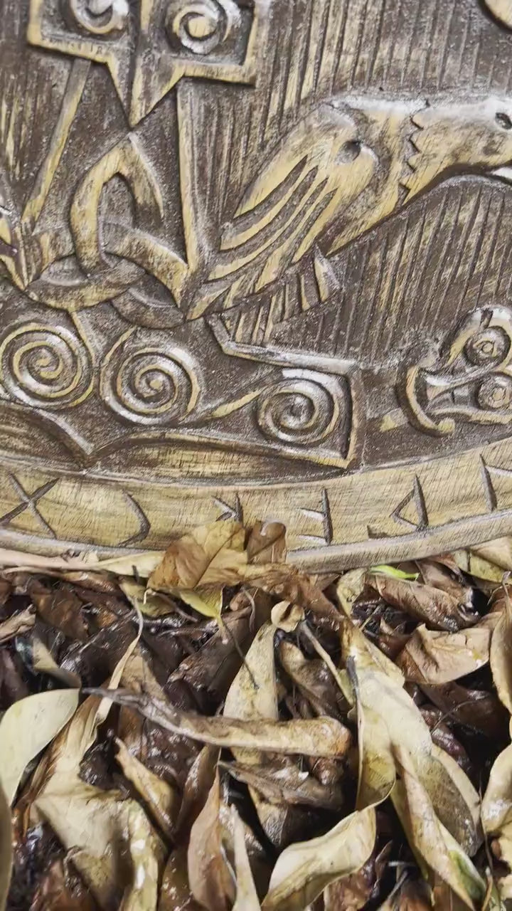 Hand-Carved Wooden Viking Round Dragon Shield – Authentic Norse-Inspired Home Decor for Collectors and Enthusiasts
