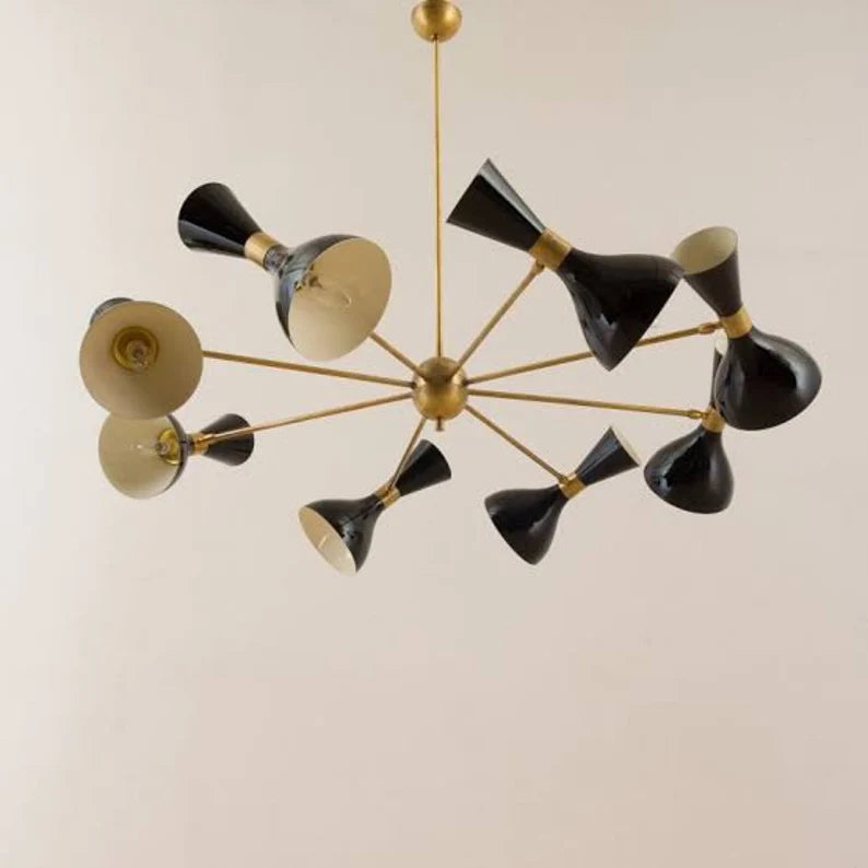 Diabolo Italian Chandelier Style Stilnovo Mid Century 8 Arms Sputnik Ceiling Lights