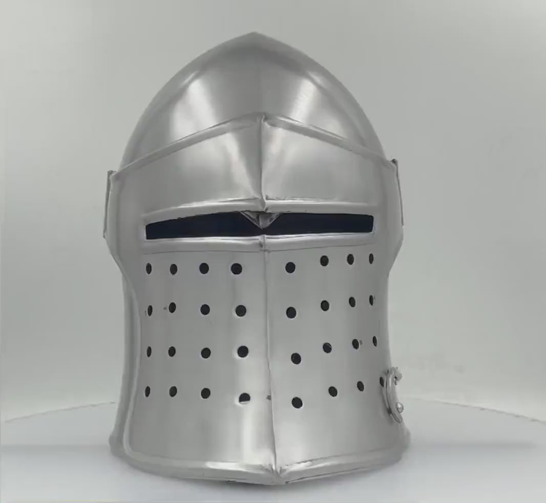 Medieval Barbuta Helmet Role Play Knight Helmet ~Fully Functional Medieval Wearable Helmet~with Stand Best Christmas Gift for Him