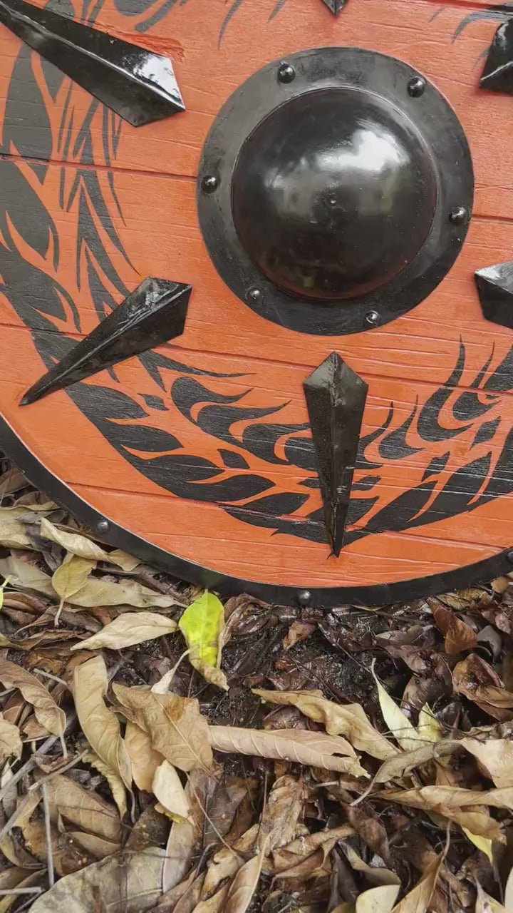 Handcrafted Viking Shield | 24-Inch Medieval Wooden Battle-Ready Shield for Authentic Reenactments and Display