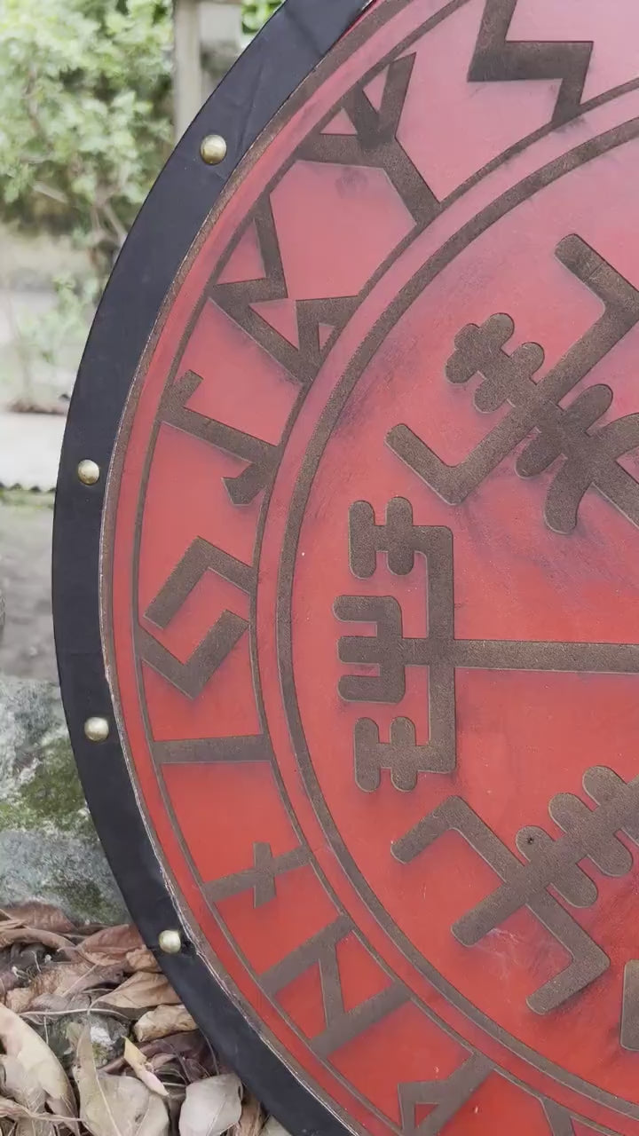 Handcrafted Viking Shield - 24-Inch Medieval Wooden Battle Ready Shield for Authentic Historical Reenactments