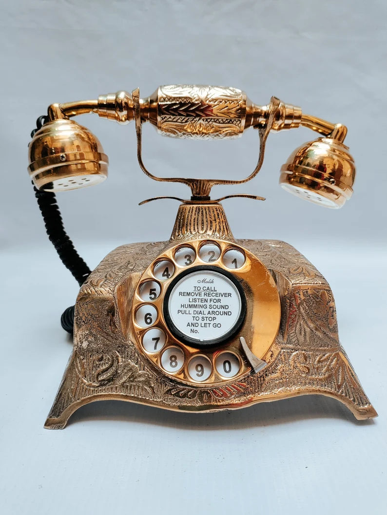 Old Telephone Brass Antique Properly Work and historical telephone